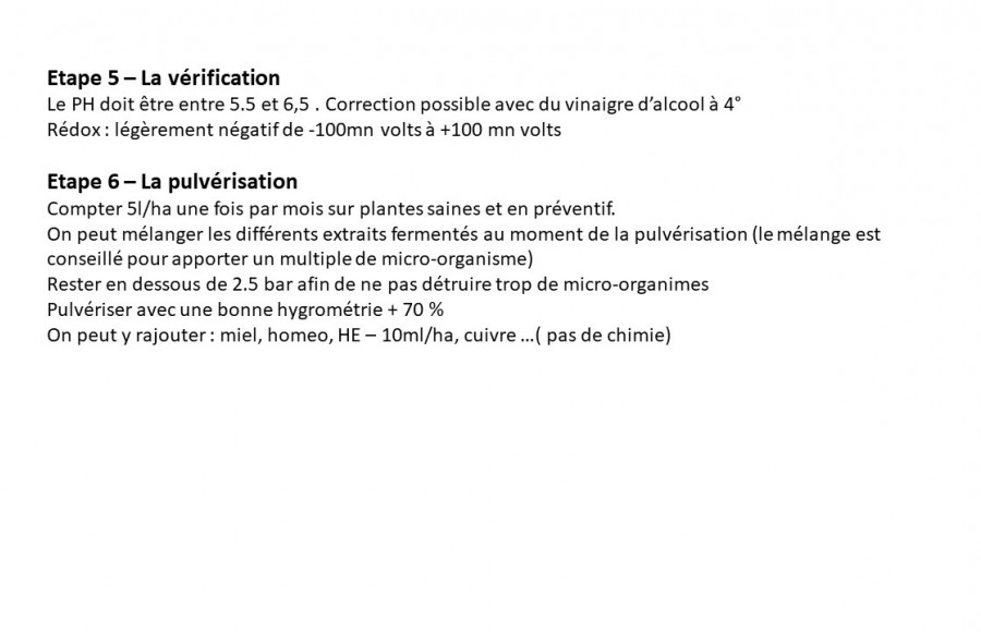Recette extrait fermentés et protocole d&#039;application