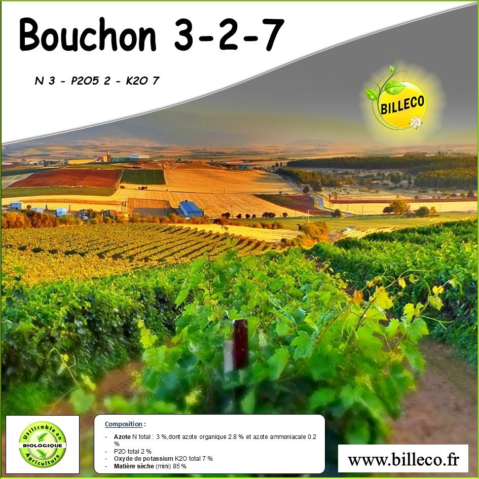 Bouchon 3-2-7 - N 3 - P2O5 2 - K2O 7