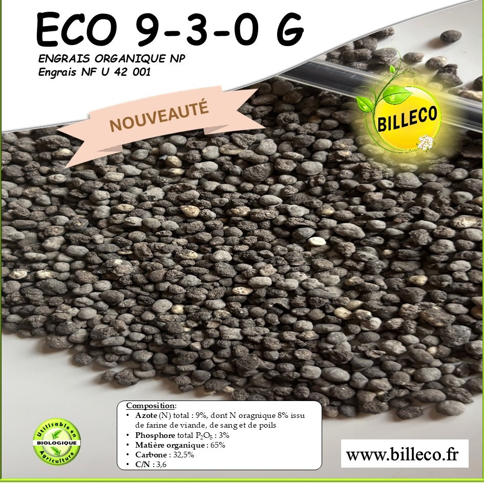 ECO 9-3-0 G - Engrais organique NF U 42 001