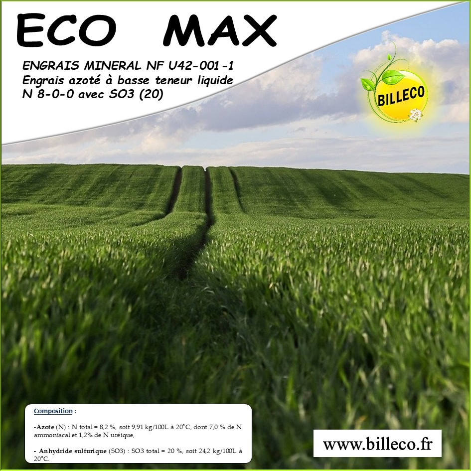 ECO MAX - ENGRAIS MINERAL NF U42-001-1 Engrais azoté à basse teneur liquide N 8-0-0 avec SO3 (20)