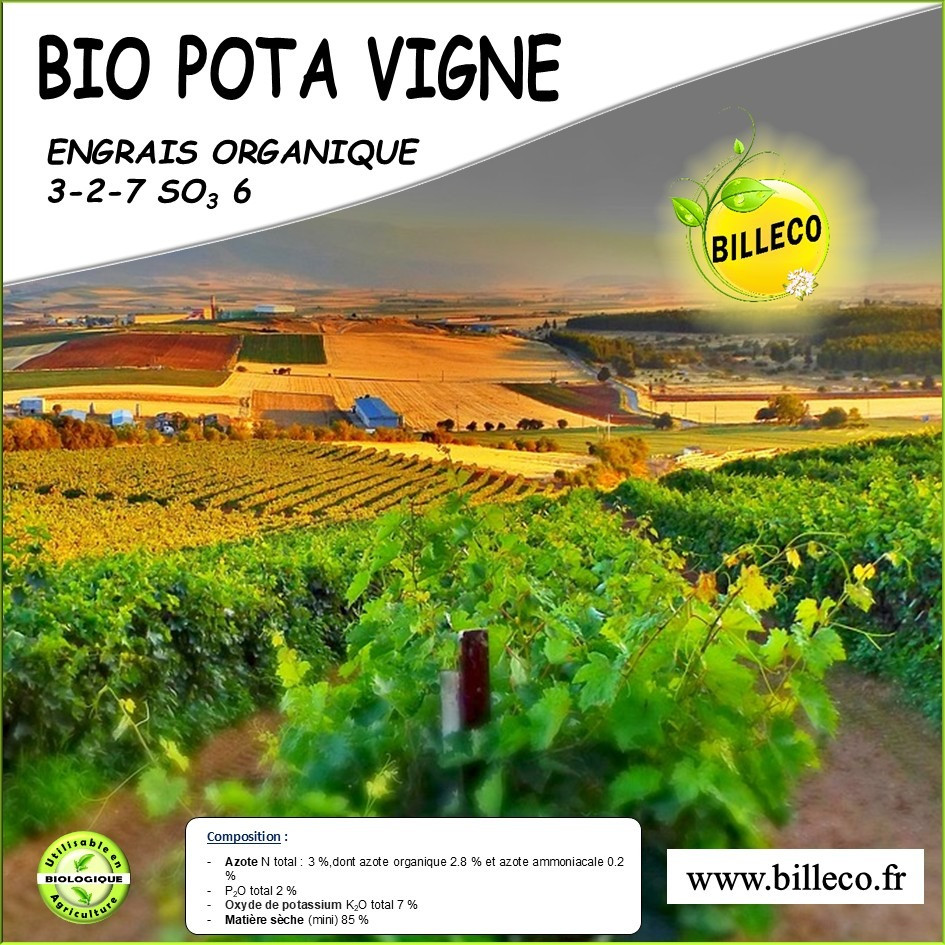 Bio Pota Vigne - Engrais organique N 3 - P2O5 2 - K2O 7 - SO3 6