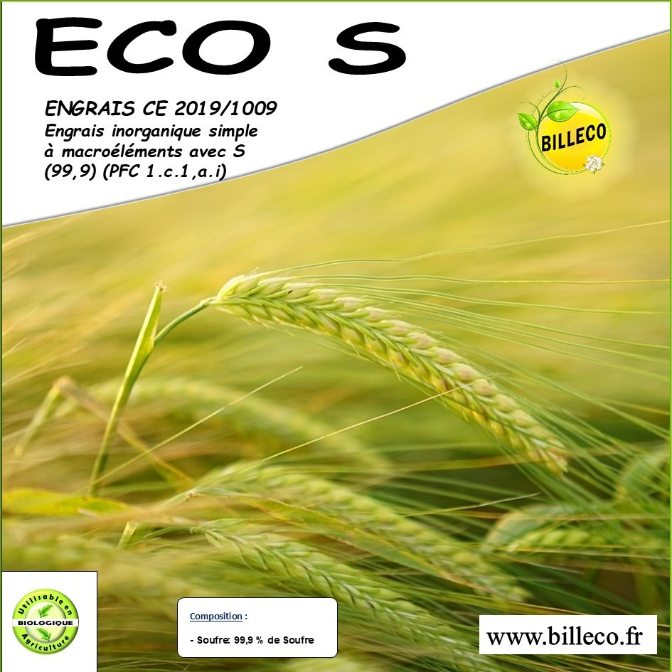 ECO S - Engrais CE 2019/1009 / Engrais inorganique simple à macroéléments avec S (99,9)