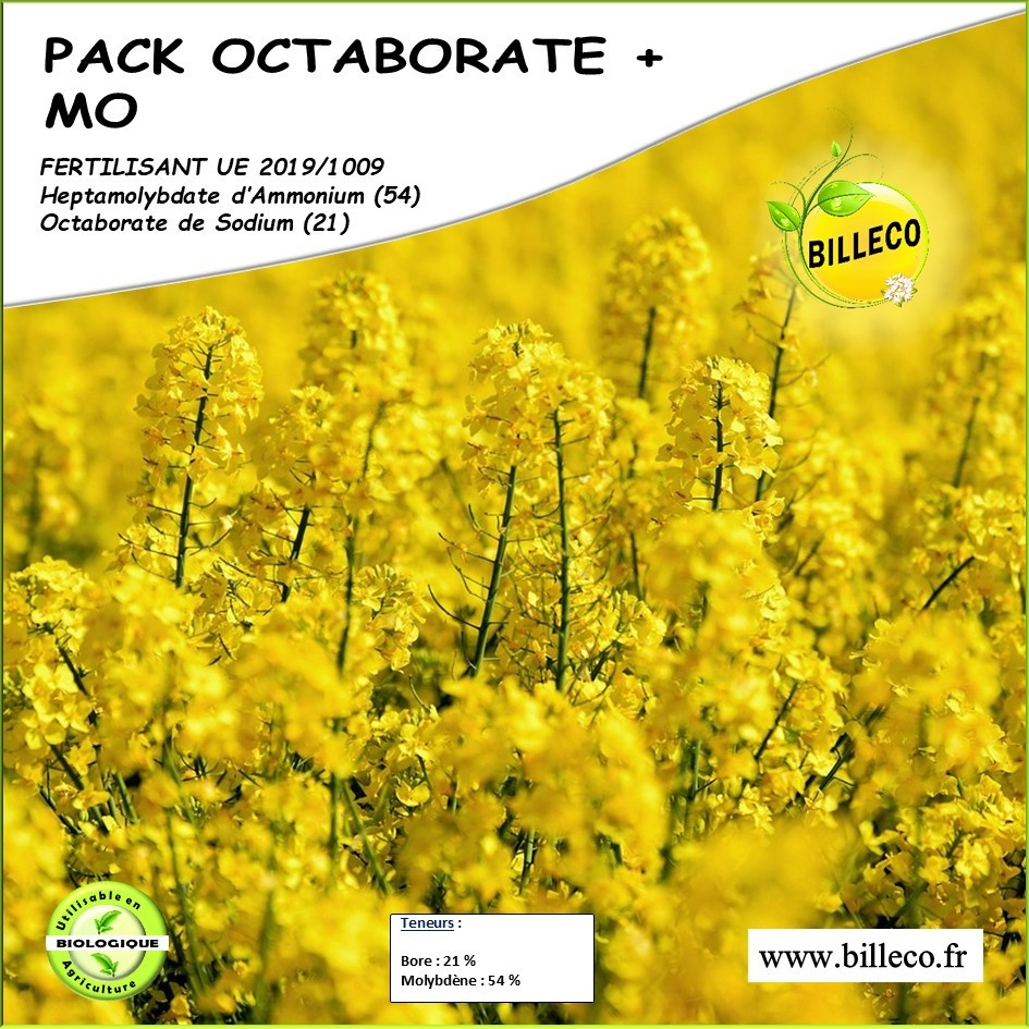 PACK BORE MOLYBDENE - Fertilisant UE / Octaborate de Sodium (21) + Heptamolybdate d&#039;Ammonium (54)