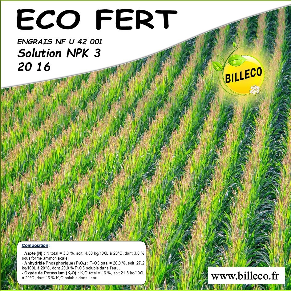 ECO FERT - Engrais organique NP, conforme norme NF U42-001/A10